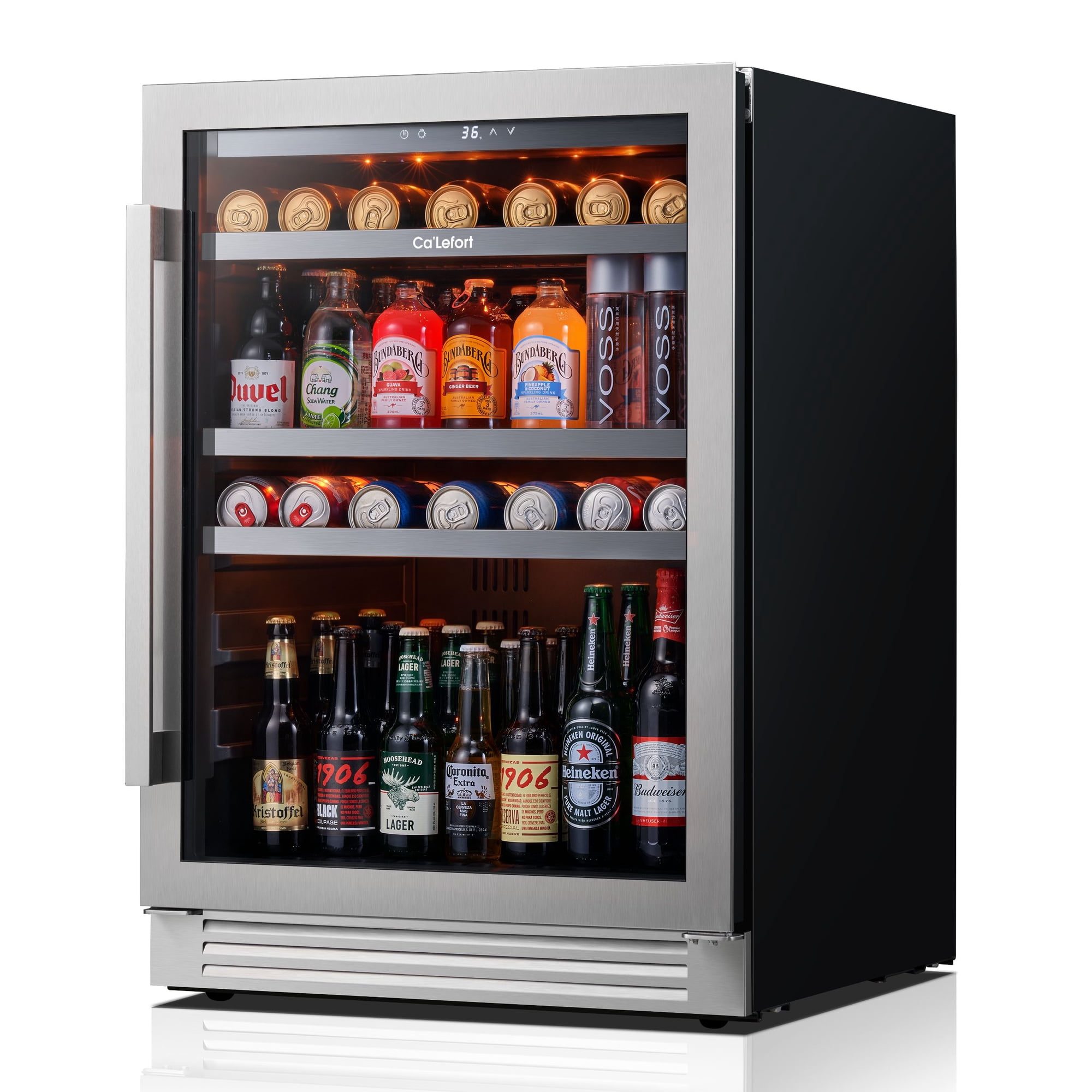 Ca'Lefort 24 Inch Beverage Refrigerator,180 Cans Beverage Cooler with Stainless Steel Glass Door for Home, Bar, Office