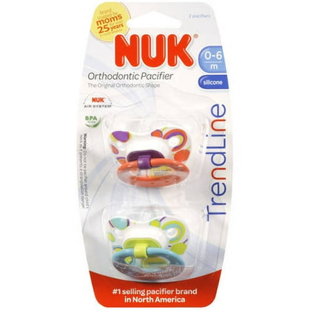 Nuk Trendline Orthodontic Pacifiers, 2ct, BPA-Free (Colors May Vary)
