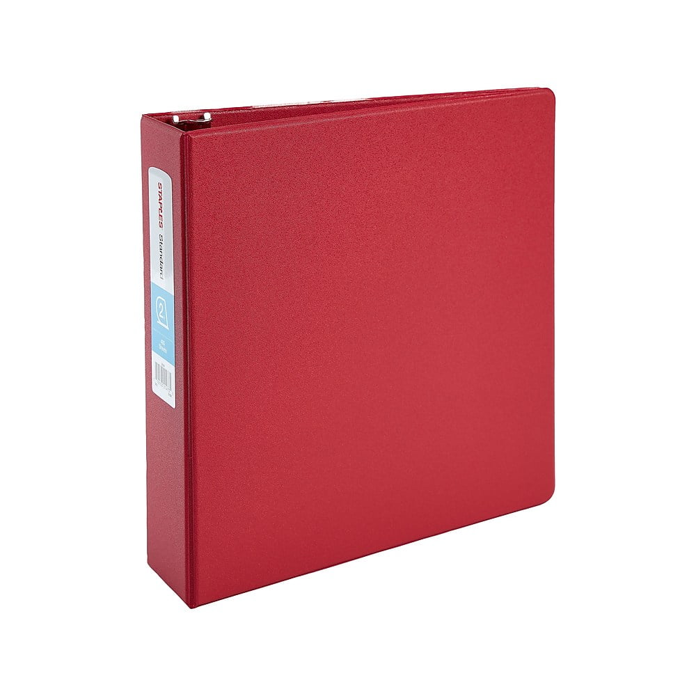 Staples Standard Binder with DRings Red or Burgundy 500 Sht Capacity 2" Ring 55366/26305