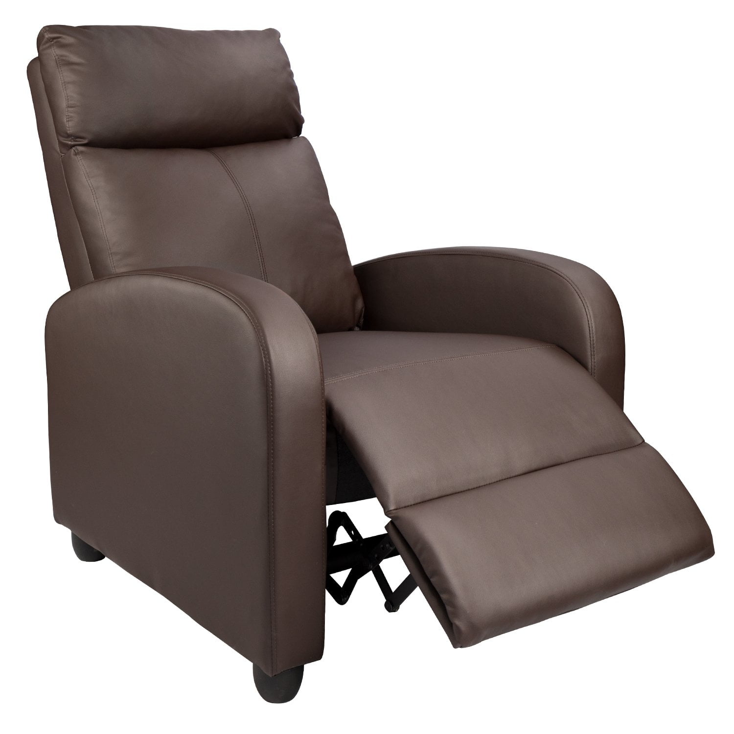Walnew Single Recliner Thick Padded Push Back Recliner with Faux Leather, Brown