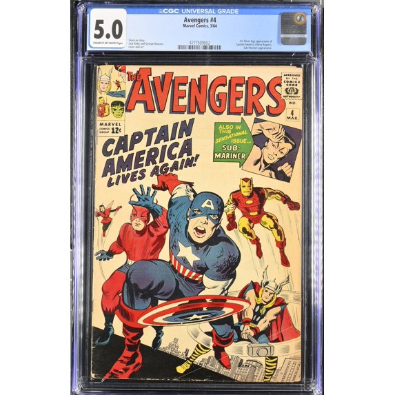Collectible Avengers #4 CGC VG/FN 5.0 Cream To Off White 1st Silver Age Captain America! Comic Book