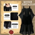 thumbnail image 3 of HNKMDK Adult Women's Medieval Dress Renaissance Retro Gothic Bell Sleeves Halloween Cosplay Costume(Black,S), 3 of 6