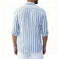 thumbnail image 3 of Men Striped Blouse Shirts Summer Spring Turn Down Collar Long Sleeve Button Female Oversized Loose Blouse Tops, 3 of 3
