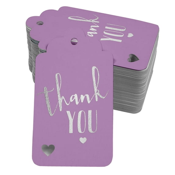 Inkdotpot Silver Foil Paper Hang Tags ThankYou Bridal Shower-Baby Shower-Retirement-Wedding-Birthday Favor Tags 50 Pack