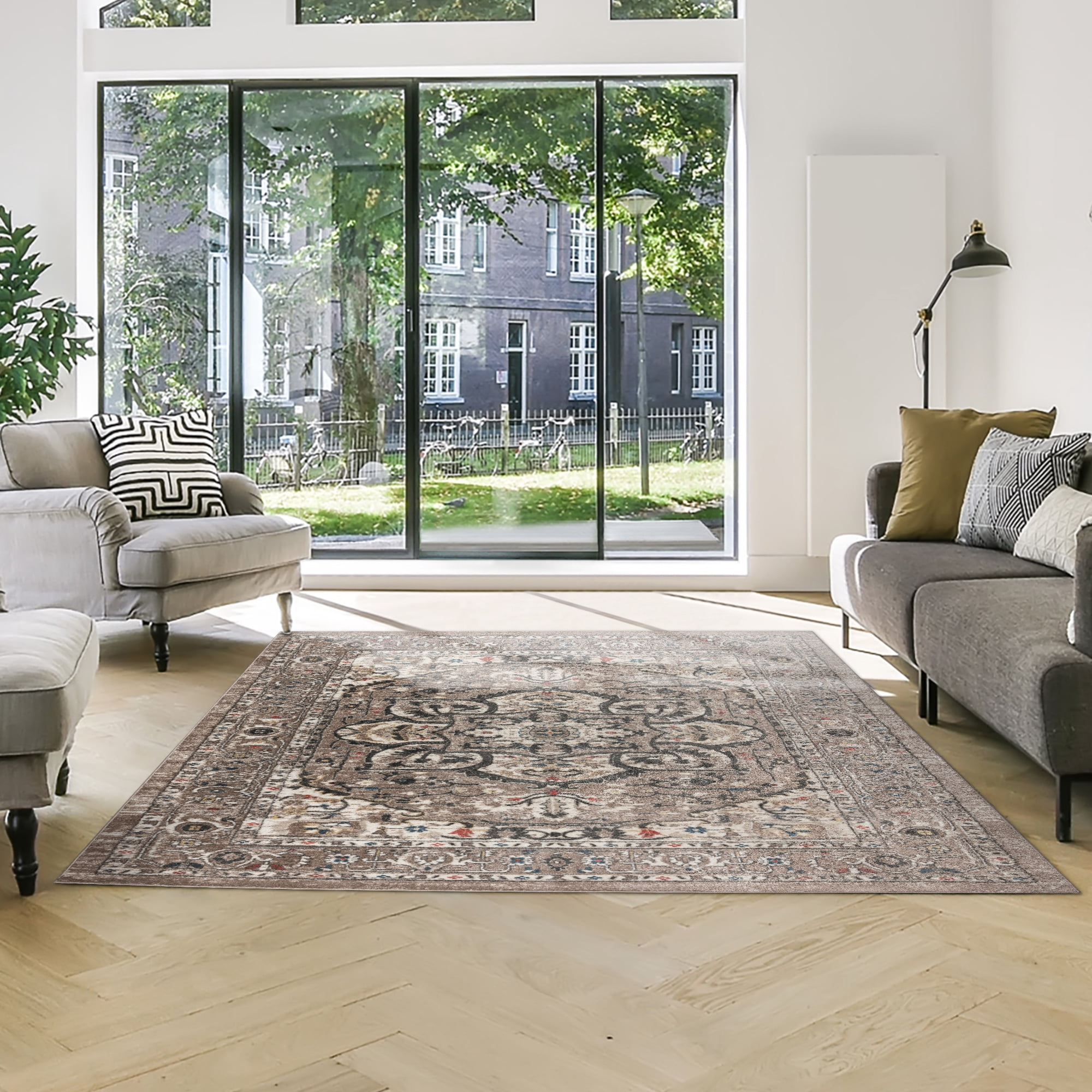 Gertmenian Heirloom Wynn Traditional Oriental Beige Indoor Area Rug, 5x7