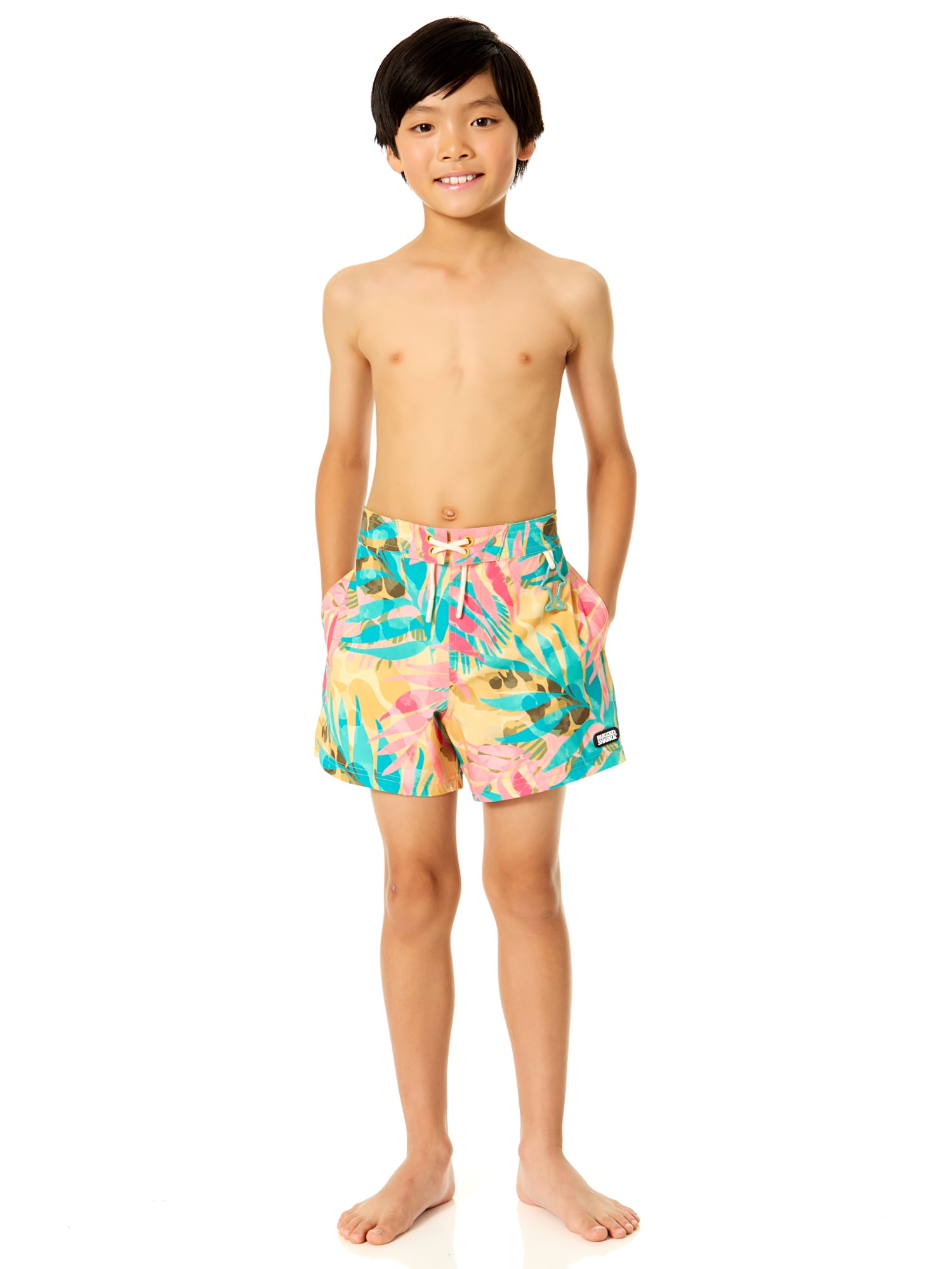 Rugged Shark Boys 5" Inseam Swim Trunks, Sizes 4-16
