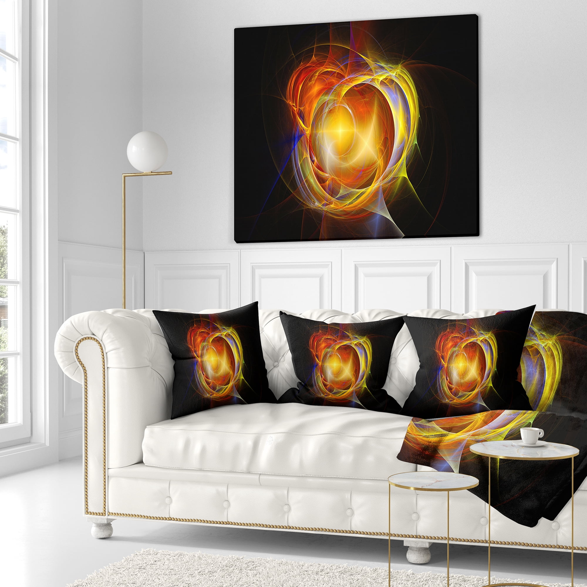 Designart Supernova Explosion in Black - Abstract Throw Pillow - 18x18