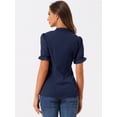 thumbnail image 4 of Top Elegante De BluDe ManCorDe OficiDe Las Camisas Del Cuello De PajariDe Las Mujeres Azul Oscuro S, 4 of 4