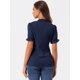thumbnail image 4 of Top Elegante De BluDe ManCorDe OficiDe Las Camisas Del Cuello De PajariDe Las Mujeres Azul Oscuro L, 4 of 4