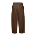 thumbnail image 4 of TRUBKH Linen Pants Women Tall Sweatpants for Women Baggy Pants Pull On Pants for Women Summer Pants for Women Cruise Pants Wide Leg Cotton Linen Pant Linen Cotton Blend Pants Coffee 3XL, 4 of 4