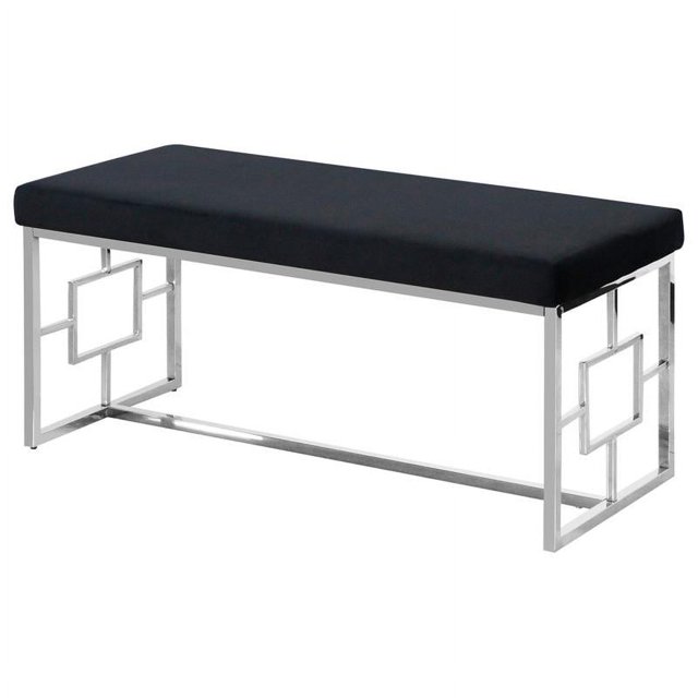 Best Master Banc en Velours et Acier Inoxydable Noir et Argent