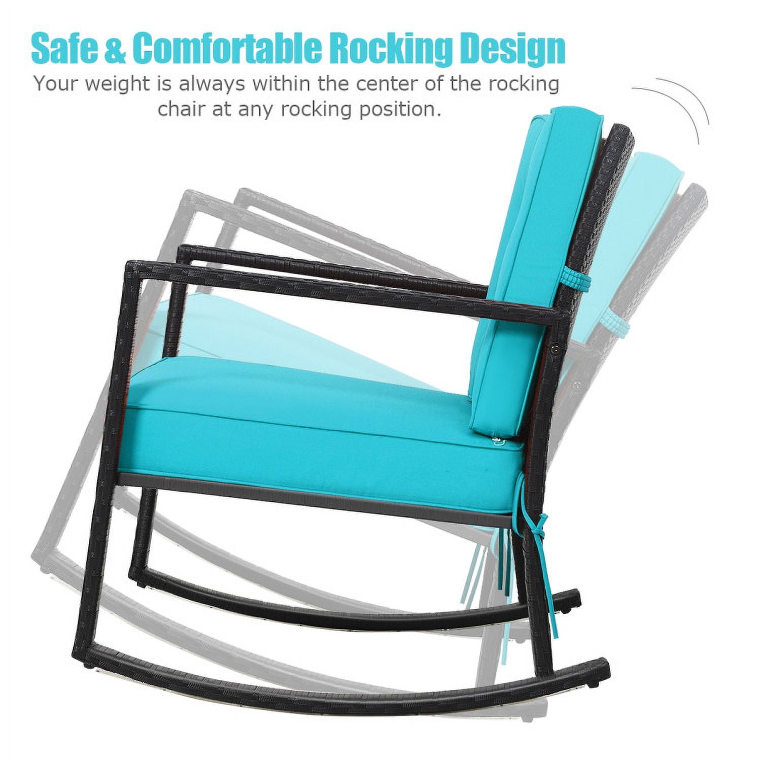 Aimee Lii Outdoor Rocking Chair, Patio Rocker Chair, Weather Resistant,for Lawn, Porch, Backyard, Indoor and Garden, Blue