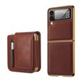 thumbnail image 1 of ELEHOLD Leather Case for Samsung Galaxy Z Flip 4, with Tempered Glass Lens Protector 360° Rotating Belt Clip Holster Pen Slot Full Body Protective Case for Samsung Galaxy Z Flip 4,Brown, 1 of 10