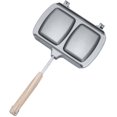 thumbnail image 1 of Sandwich Maker - Toaster - Double-Sided Frying Pan - Breakfast Maker - Grill - Sandwich Plate - Grey - With Wooden Handle - Aluminum Alloy - Non-stick Coating - Removable - 20*16.5 cm - For Breakfast, 1 of 4
