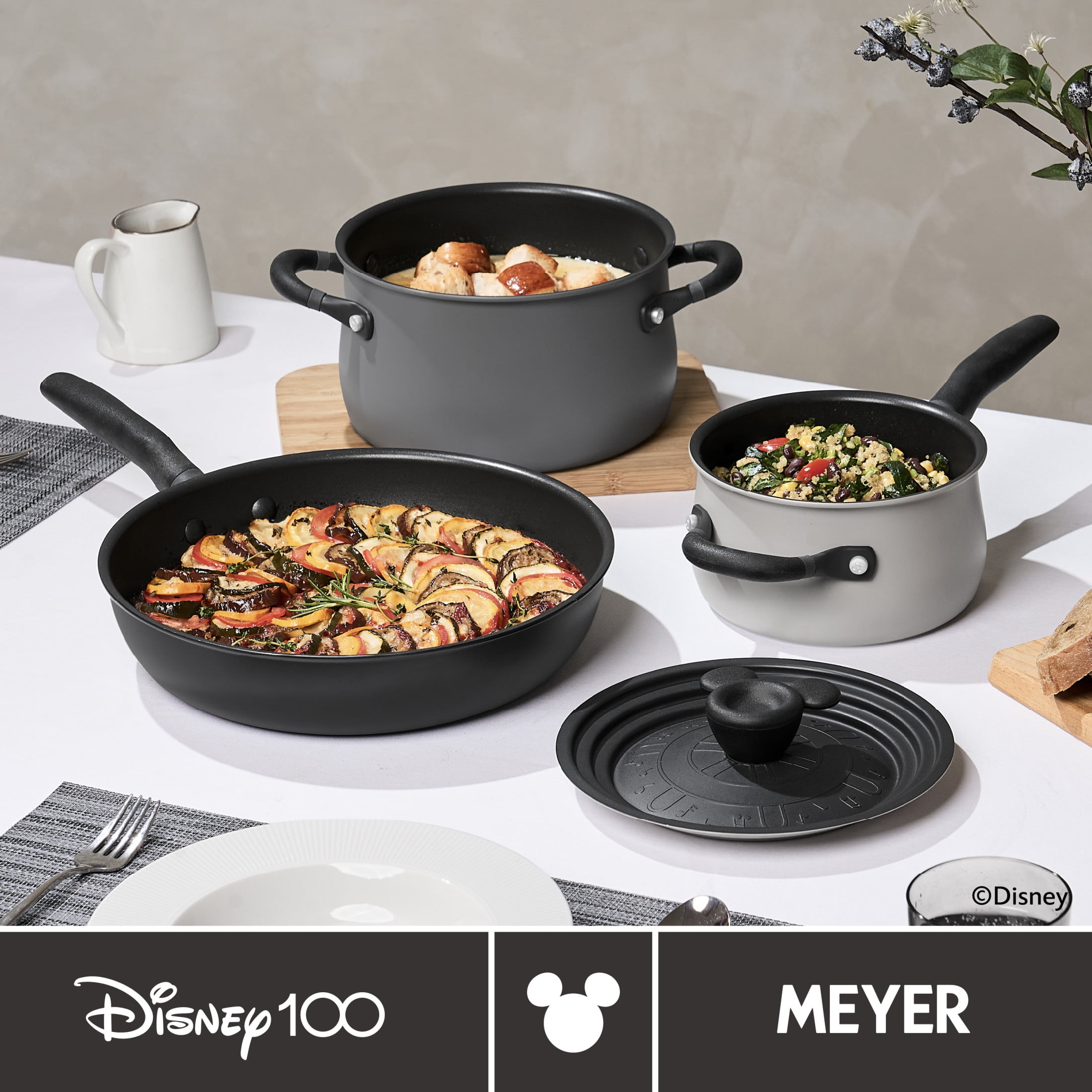 Disney 100 Nonstick Induction 4 Piece Pots and Pans Set, Steamboat Willie Edition