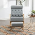 thumbnail image 3 of Rocking Chair with Ottoman, High Backrest Accent Glider Rocker Chair with Solid Wood Frame, Upholstered Rocking Chair Nursery with Thick Padded Cushion for Living Room Bedroom Apartment, Light Grey, 3 of 7