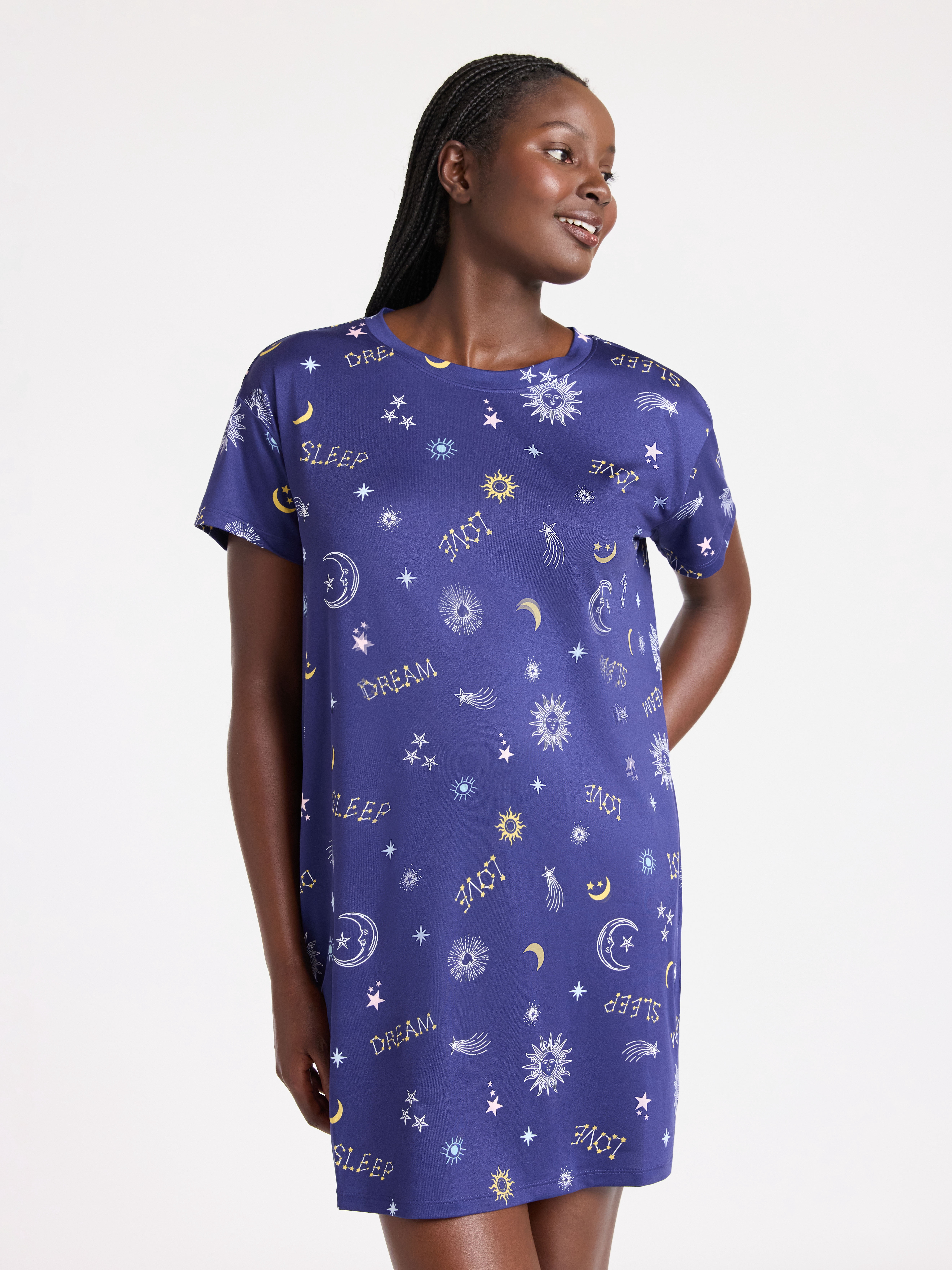 Joyspun Women's Dreamy Soft Collection Sleepshirt with Short Sleeves, Sizes S/M-2X/3X