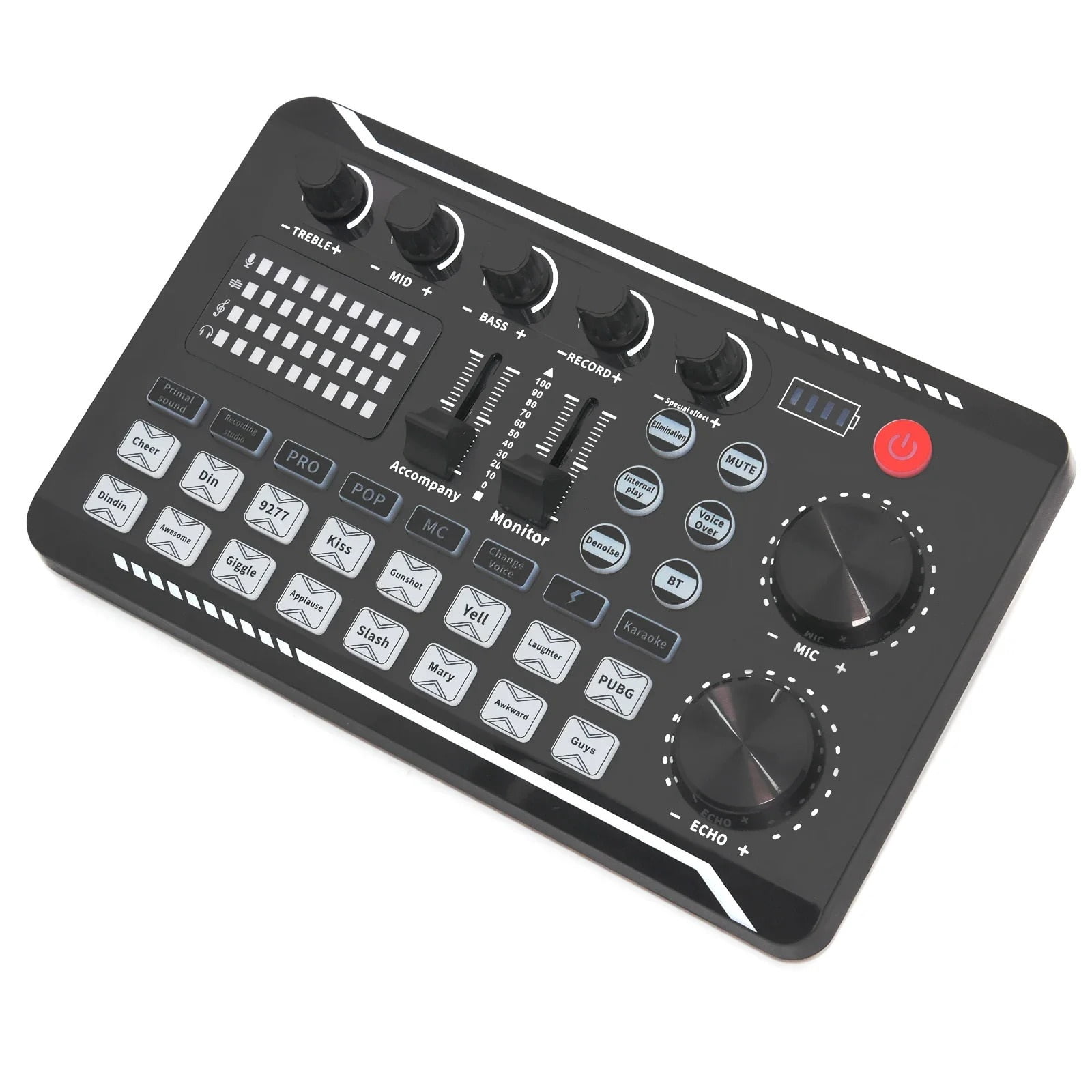 Live Sound Card and Interface with DJ Mixer Effects Voice Changer Bluetooth-Compatible Mixer