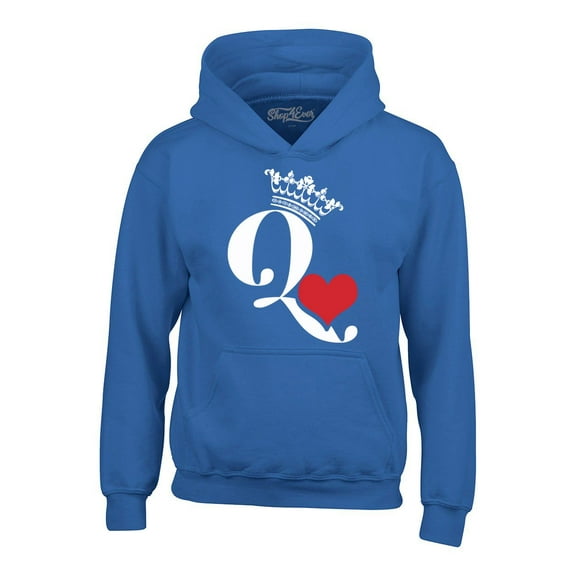 Shop4Ever Men's Queen of Hearts Hooded Sweatshirt Hoodie Small Royal Blue
