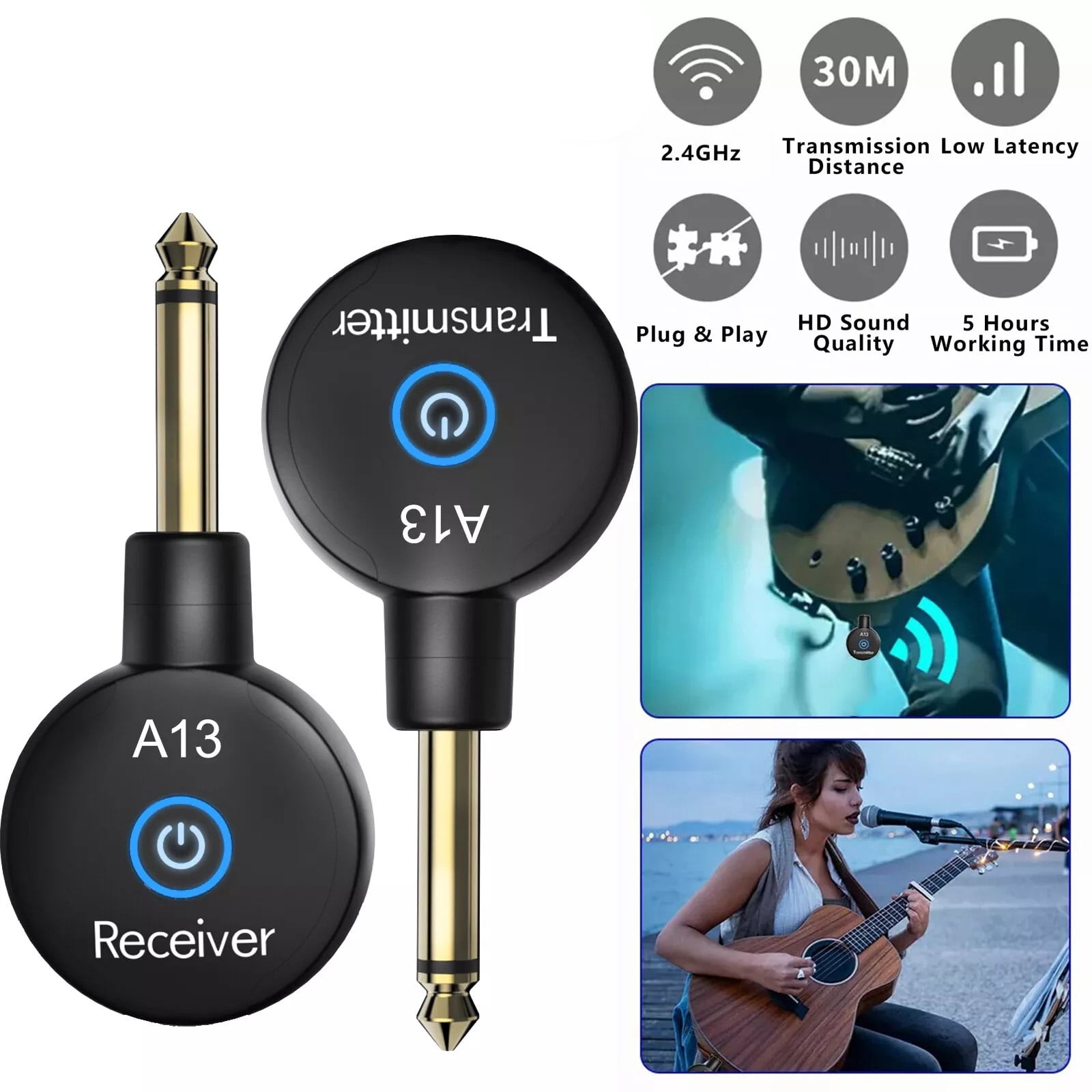 GUYUTING Wireless Guitar System by A13, Designed for Optimal Sound Quality and Stage Presence