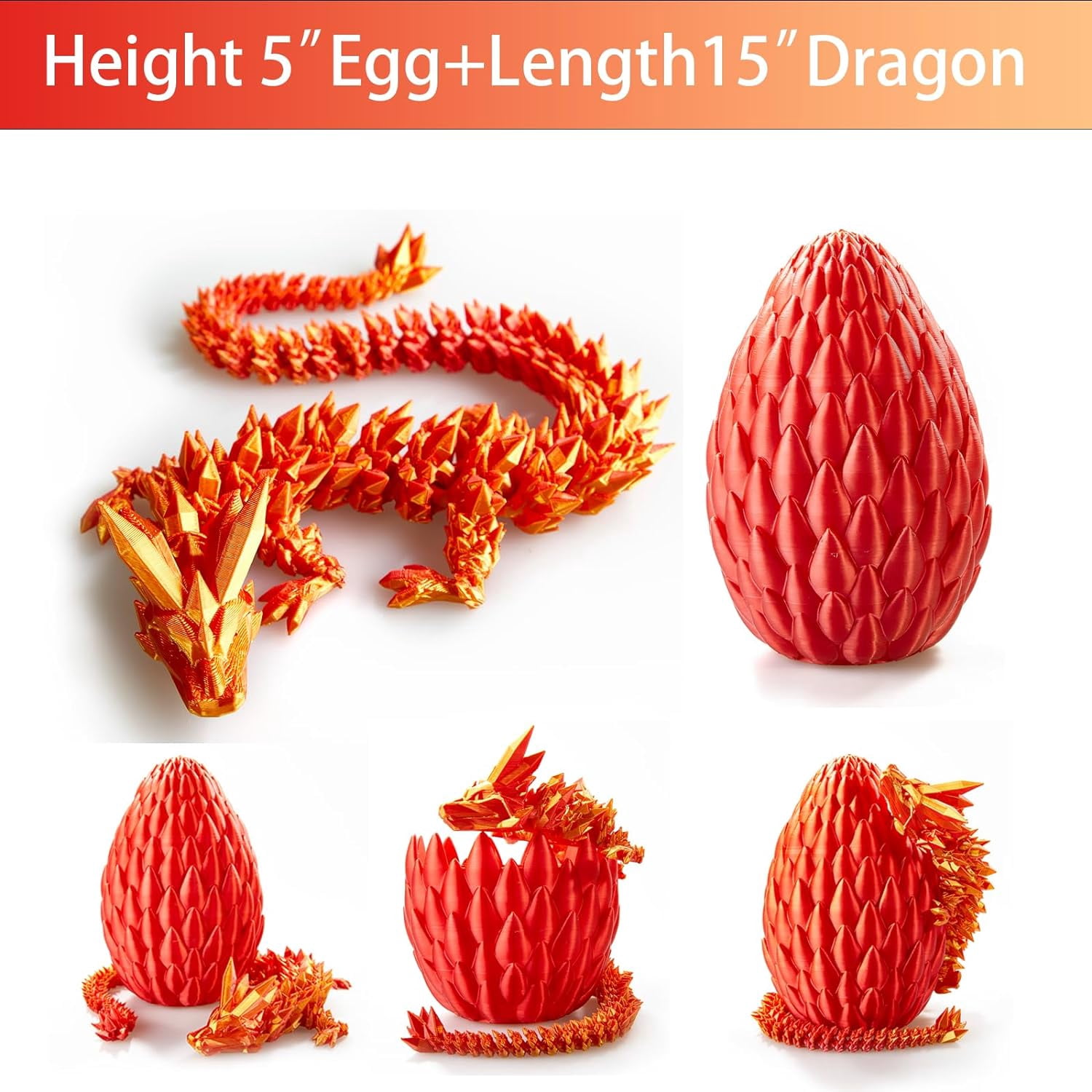 Dxldfks Lot de 2 petits œufs de dragon articulés en cristal imprimé en 3D pour panier de Pâques, décoration de maison, bureau, jouets de bureau