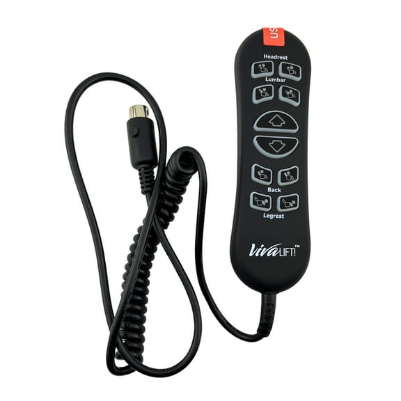 AlveyTech 10-Button 5-Pin Replacement Remote Hand Control for Pride VivaLift Lift Chair (Standard & Early Version Viva Lift 2) - (CTL1707190) For Standard & Early Version VivaLift 2 Models