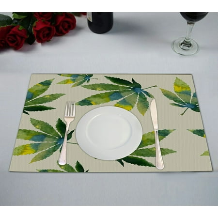 

ECZJNT leafs Placemat Table Mat Cup Mat 12x18 inch Set of 2