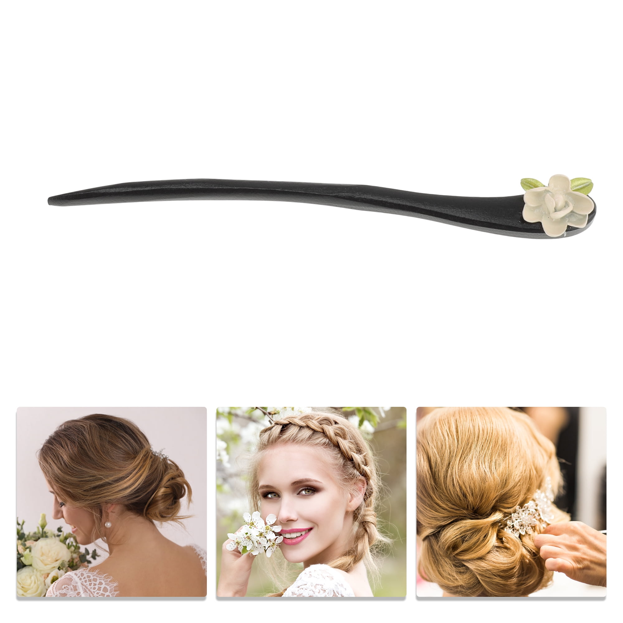 Unique Bargains Comfortable No Slip Teardrop Hair Chopstick for Women 1 Pc ["Floral"]