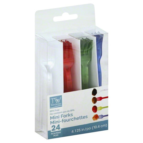 Assorted Color Mini Appetizer Forks 24 Pack
