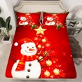 thumbnail image 2 of Homewish Cute Christmas Snowman Twin Sheet Sets,Chic Xmas Tree Twin Fitted Sheet,Red White Gold Flat Sheet For Girls Teens,Ultra Soft Home Decor,3 Pieces, 2 of 7