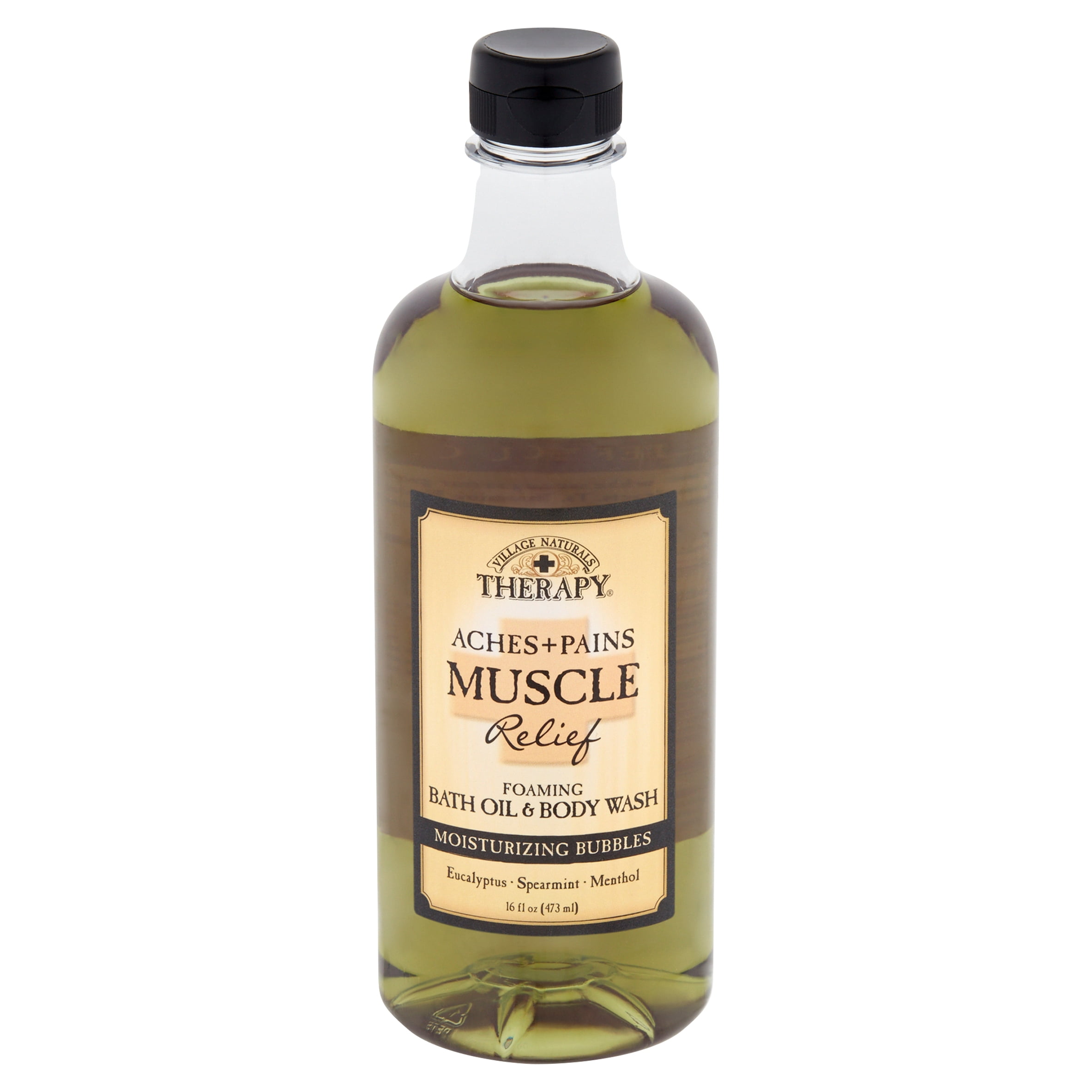 Village Naturals Therapy Muscle Relief Foaming Bath Oil & Body Wash, 16