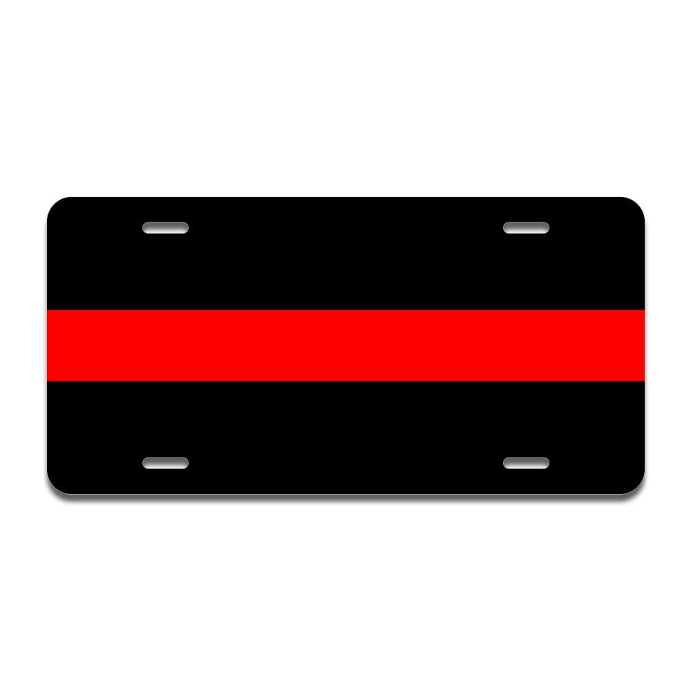 Thin Red Line Simple Aluminum License Plate License Plate 12" X 6