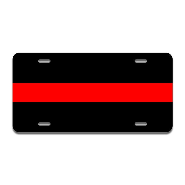 Thin Red Line Simple Aluminum License Plate License Plate 12" X 6