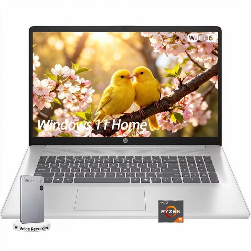 HP 17.3 Inch Laptop, AMD 12-Threads Ryzen 5 7430U, 8 GB RAM, 256 GB SSD, FHD Anti-Glare Display, Copilot-AI, Wi-Fi 6, Windows 11 Home, w/Accessory