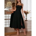thumbnail image 3 of Women’s French Style Solid Color Slit Strap Dress – Sexy Summer Vacation Beach Party Sundress, 3 of 6