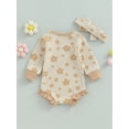 thumbnail image 4 of Wassery Baby Girl Fall Outfits Long Sleeve Floral Print Ruffle Romper with Headband Set 3 6 12 18 Months Infant Clothes, 4 of 9