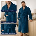 thumbnail image 3 of Dan River Bathrobe for Men and Women One Size Lightweight Cotton Terry Cloth Robe - Blue, 3 of 8