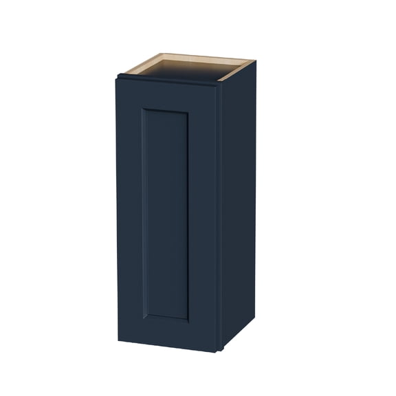 12" Navy Blue Shaker Wall Cabinet Solid Wood with 2 Adjustable Shelves Ready-to-Assemble for Kitchen, Bathroom, Laundry, and Garage Storage (12"W12"D30"H)