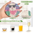 thumbnail image 3 of Haosy Set of 6 Drink Woven Coaster with Holder Heat Resistant Non-Slip Bar Coasters 4 Inches Alpaca Holding Cactus, 3 of 7