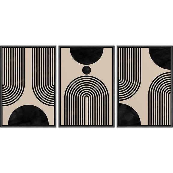 FCCUYE Framed Canvas Print Wall Art Set Vintage Floral Rustic Botanical Illustrations Modern Art Bohemian Nordic Relax/Calm for Living Room, Bedroom, Office - 16"x24"x3 Black