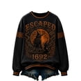 thumbnail image 2 of Textilo Salem Broom Company Printed Sweatshirt for Women Long Sleeve Crewneck Sweatshirts Witch Graphic Shirts Vintage Comfort Funny Spooky Season Top,Orange XL, 2 of 4
