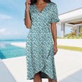 thumbnail image 4 of vigerkar Women's 2025 Summer Bohemian Floral Printed V Neck Beach Party Flowy Ruffle Midi Dress Sky Blue, L, 4 of 7