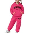 thumbnail image 7 of Utlike 2 Pcs School Outfits For Girls Sweatpants And Hooded Pullover Sweatshirt Youth Kids Activewear Set Birthday Outfits For Girl Size 8 Years-9 Years Hot Pink, 7 of 7