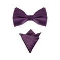thumbnail image 1 of INSPIRAR CHIC Corbata de moño preatado para el Día del Padre con juegos de pañuelos a juego para negocios informales en púrpura oscuro, talla única, 1 of 5