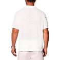 thumbnail image 3 of INSPIRE CHIC Father's Day Men's Lace Hollow See Through Button Down Short Sleeve Disco Sheer Shirt M White, 3 of 5