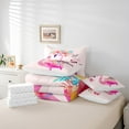 thumbnail image 5 of Pink Flamingo Full Comforter Set 7 Piece,Tropical Flamingo Bed in a Bag,Hawaiian Floral Animal Fitted Sheet,Botanical Flowers Down Comforter,Heart Pattern Bedding Set Reversible, 5 of 5