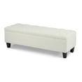 thumbnail image 4 of GZXS White Boucle Storage Ottoman with Solid Wood Legs, Tufted Bedroom Bench, Easy Hinges Lid Operation, Loads 300 lbs, 50.75"L x 17.5"W x 16.33"H, 4 of 8