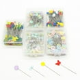 thumbnail image 2 of destyer 100Pcs Plastic Flat Head Pins Straight Sewing Needles Sewing Quilting Quilting Pins Mixed Color DIY Sewing Needles, Light Color Flower, 2 of 7