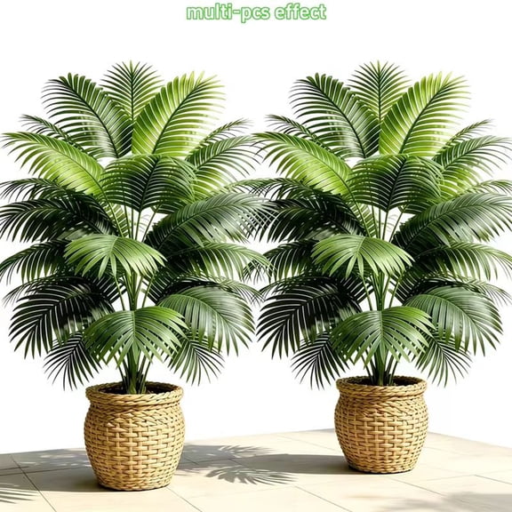 26.7 In Lifelike Fake Palm Tree, Pack of 2 No Pot Design, No Maintenance Evergreen Foliage, Weatherproof Decor for Patio, Backyard, Easter & Seasonal Decoration