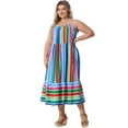 thumbnail image 3 of DARING DIVA Plus Size Sleeveless Bohemian Straps Cami Dress 2X Green Red, 3 of 5